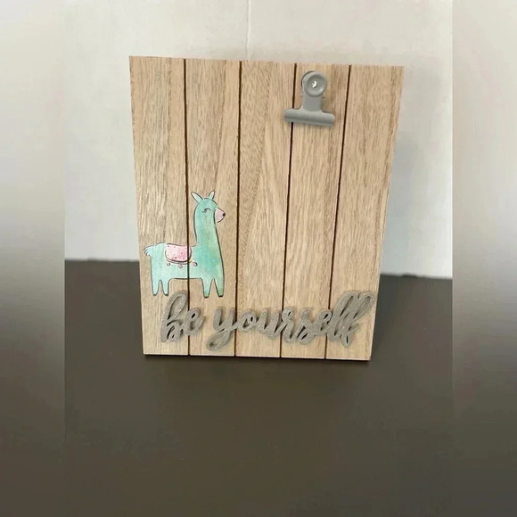 Contemporary Home Living 9.5" Brown and Gray "Be Yourself" Modern Photo Clip - Picture 3 of 5